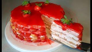 Gâteau à la fraise et mascarpone, recette sans cuisson, rapide et avec 5 ingrédients