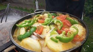 Рыба Форель на мангале с овощами (хапама). Рецепт от Жоржа