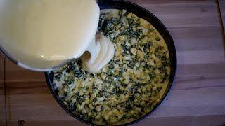 Вместо пирожков. ЛЕНИВЫЙ пирог с зеленым луком и яйцом, рецепт теста на кефире и сметане.