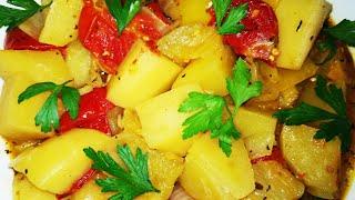 Картошка в духовке с овощами "без мяса" 