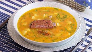 Очень вкусный суп, любимый с детства! Гороховый суп с пикантной добавкой! Суп с копчеными ребрышками