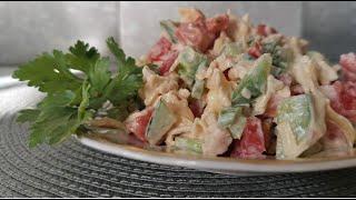 Простой рецепт быстрого салата с куриной грудкой и овощами. Готовим дома БЫСТРО, ПРОСТО, ВКУСНО.