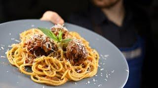 Паста. Итальянский рецепт спагетти с мясными шариками и соусом Маринара.