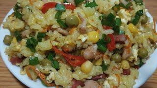 Рис по - Вьетнамски. моё любимое блюдо на каждый день. Рассыпчатый рис с ассорти. Вьетнамская кухня.